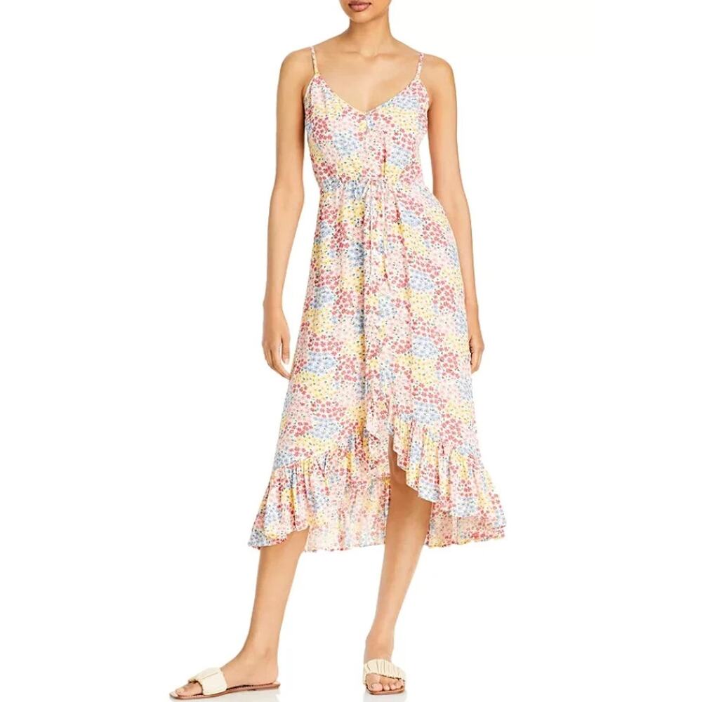 Rails Floral Hi-Lo Button Midi Dress Flower Meadow Romantic Boho Size Small